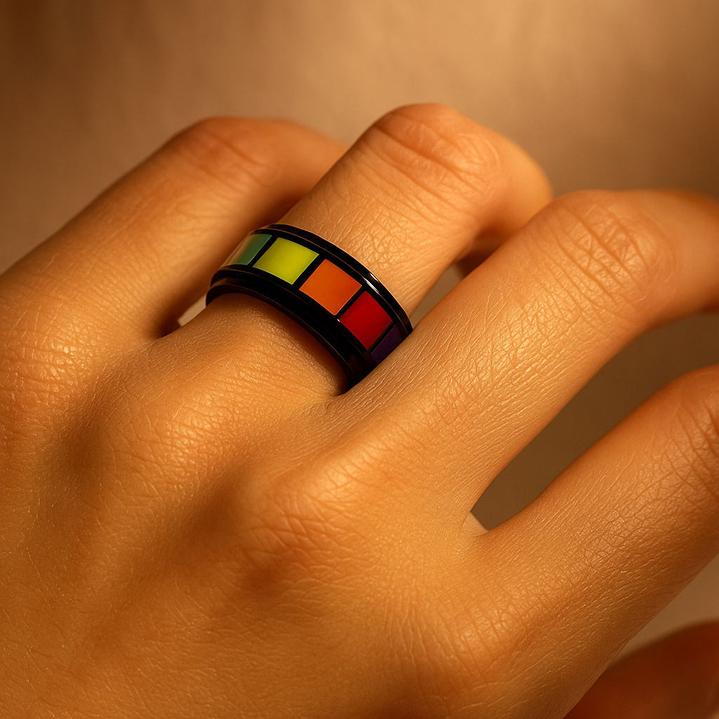 Anel Arco-Íris Preto