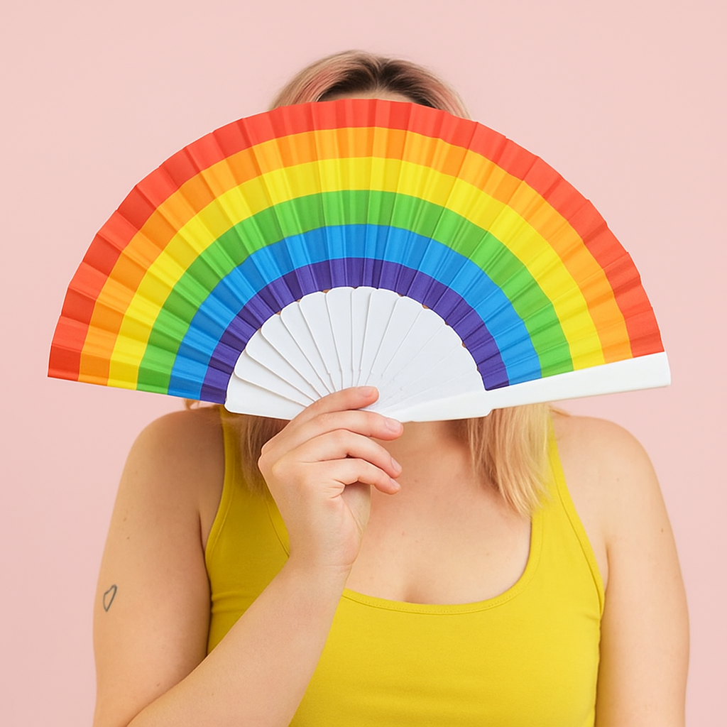 Leque de Mão Dobrável Arco-íris