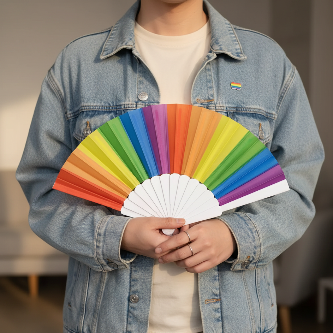 Leque de Mão Dobrável Arco-íris